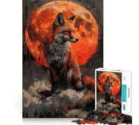 Mystical Orange Wolf Jigsaw Puzzles for Adults 1000 Pieces Strong Logic Toy Calming Play Clear Edge Artistic Gift (38x26cm)