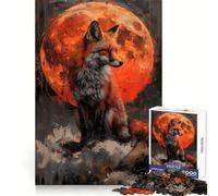 Mystical Orange Wolf Jigsaw Puzzles for Adults1000 Piece Mind Exercise Toy Indoor Fun Precision Cut (38x52cm)