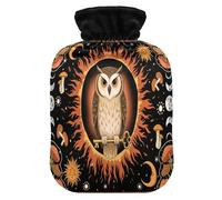Mystical Owl Sun Moon Mushroom Cute Hot Water Bottle with Soft Cover, 2L Warmer Bag for Hot and Cold Therapies