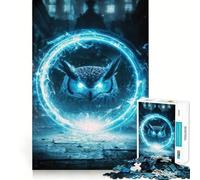 Mystical Owl with Glowing Circle 1000 Piece Jigsaw Puzzles for Adults Teenagers Brain Play Peaceful Fun Sharp Edge Memorable Gift (38x26cm)
