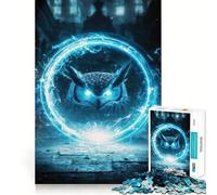 Mystical Owl with Glowing Circle 1000 Pieces Jigsaw Puzzles for Adults Clear Logic Toy Relaxing Fun Perfect Cut Elegant Gift (50x75cm)