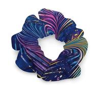 Mystical Peacock Feathers Women's Hair Ties Elastic Scrunchies Silk Like Scrunchy Accessories for Sleep