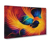 Mystical Phoenix Bird Canvas Print | Gallery Wrapped 30mm Frame Wall Art | 30x20 inches | Ready to Hang | Contemporary Animals Picture | Living Room Bedroom Lounge Office