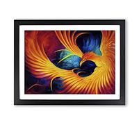 Mystical Phoenix Bird Framed Wall Art Print A2 Black