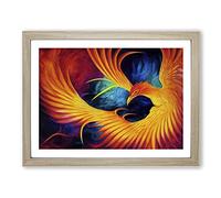 Mystical Phoenix Bird Framed Wall Art Print A2 Oak