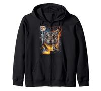 Mystical Pika Howling Full Moon Mountain Nature Art Zip Hoodie