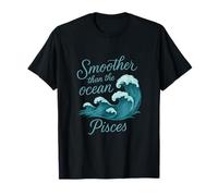 Mystical Pisces Ocean Waves Zodiac Script Design T-Shirt