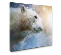 Mystical Polar Bear Canvas Print | Gallery Wrapped 30mm Frame Wall Art | 14x14 inches | Ready to Hang | Abstract Animals Picture | Living Room Bedroom Lounge Office