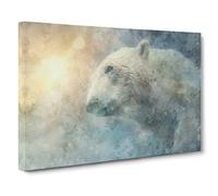 Mystical Polar Bear Canvas Print | Gallery Wrapped 30mm Frame Wall Art | 30x20 inches | Ready to Hang | Abstract Animals Picture | Living Room Bedroom Lounge Office