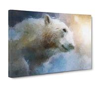 Mystical Polar Bear Canvas Print | Gallery Wrapped 30mm Frame Wall Art | 30x20 inches | Ready to Hang | Abstract Animals Picture | Living Room Bedroom Lounge Office