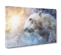 Mystical Polar Bear Canvas Print | Gallery Wrapped 30mm Frame Wall Art | 30x20 inches | Ready to Hang | Abstract Animals Picture | Living Room Bedroom Lounge Office