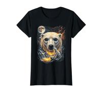 Mystical Polar Bear Howling Full Moon Arctic Art Value Graphic T-Shirt, Women, Black, S