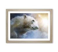 Mystical Polar Bear in Abstract Framed Print | A2 Oak Framed Wall Art | Ready to Hang | Abstract Animal Picture | Living Room Bedroom Lounge Office