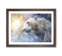 Mystical Polar Bear Painting Modern Art Framed Print | A2 Walnut Framed Wall Art | Ready to Hang | Modern Animal Picture | Living Room Bedroom Lounge Office