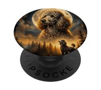 Mystical Poodle Dog Spirit Howling at the Moon Nature PopSockets Adhesive PopGrip