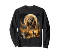 Mystical Poodle Dog Spirit Howling at the Moon Nature Sweatshirt
