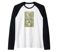 Mystical Pug Howling at The Moon Tarot Card Art Dog Lover Raglan Baseball Tee