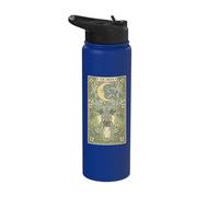 Mystical Pug Howling at The Moon Tarot Card Art Dog Lover Stainless Steel Insulated Water Bottle