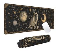 Mystical Raccoon Gaming Mouse Pad, Office Desk Mat, Anti-Slip Rubber Base Cool Aesthetic Mouse Pads for Computer Laptop Keyboard School Home Desktop Gamer Home Accessories Decor 31.5" x 11.8"