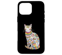 Mystical Rainbow Cat and Moon Phases Case for iPhone 16 Pro Max
