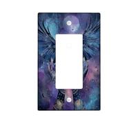 Mystical Raven Light Switch Cover Plates/Outlet Covers, Deep Blue Night Sky Aesthetic for Home Decor, Thermoplastic Wall Plates, Standard Size Single Rocker