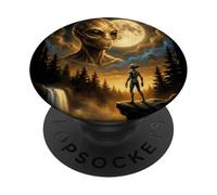 Mystical Retro Majestic Alien Moon Surreal Cosmic Sci-Fi Art PopSockets Adhesive PopGrip