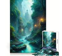 Mystical River Landscape with Ancient Architecture 1000 Piece Jigsaw Puzzles for Adults Teenagers Brain Play Peaceful Fun Sharp Edge Memorable Gift (50x75cm)