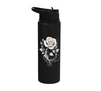 Mystical Rose with Moon Occult Gothic Dark Stainless Steel Insulated Water Bottle