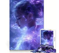 Mystical Samurai Anime Girl 1000 Piece Jigsaw Puzzles for Adults Jigsaw Brain Skill Warm Time Exact Edge (38x52cm)