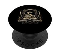 Mystical Serpent Coiled on Ancient Tome Engraving PopSockets Adhesive PopGrip