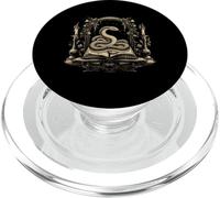 Mystical Serpent Coiled on Ancient Tome Engraving PopSockets PopGrip for MagSafe