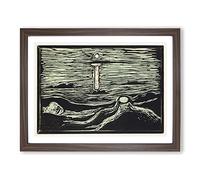 Mystical Shore By Edvard Munch Classic Painting Framed Wall Art Print, Ready to Hang Picture for Living Room Bedroom Home Office Décor, Walnut A3 (46 x 34 cm)