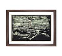 Mystical Shore by Edvard Munch Framed Print | A2 Walnut Framed Wall Art | Ready to Hang | Modern Nature Picture | Living Room Bedroom Lounge Office