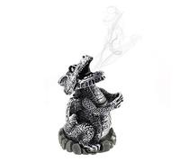 Mystical Silver Dragon Incense Cone Holder - 9.5cm x 6cm (1 Pc) - Unique & Intricately Designed - Captivating Home Decor & Aromatherapy Experience