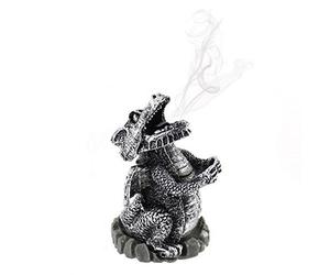 Mystical Silver Dragon Incense Cone Holder - 9.5cm x 6cm (1 Pc) - Unique & Intricately Designed - Captivating Home Decor & Aromatherapy Experience