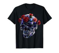 Mystical Skull Design with Roses Crystal Skull T-Shirt