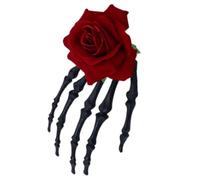Mystical Skull Hand Hair Clip With Rose Embellishments Hairpin Unique Hairpieces For Halloween Party Fashion Statements