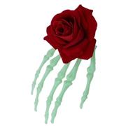 Mystical Skull Hand Hair Clip With Rose Embellishments Hairpin Unique Hairpieces For Halloween Party Fashion Statements