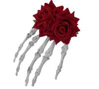 Mystical Skull Hand Hair Clip With Rose Embellishments Hairpin Unique Hairpieces For Halloween Party Fashion Statements