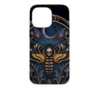 Mystical Skull Moth Crescent Moon Gothic Elegance Case for iPhone 14 Pro Max