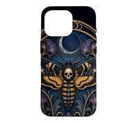 Mystical Skull Moth Crescent Moon Gothic Elegance Case for iPhone 16 Pro