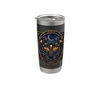 Mystical Skull Moth Crescent Moon Gothic Elegance Stainless Steel Insulated Tumbler
