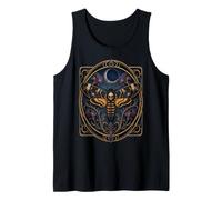 Mystical Skull Moth Crescent Moon Gothic Elegance Tank Top