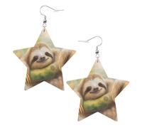 Mystical Sloth On Branch Leather Earring Fashion Leather Earrings Creative Earring For Mother'S Day Beach Women