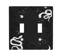 Mystical Snake and Moon Celestial Theme Double Light Switch Cover Plate