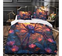 Mystical spider 3D Printed 3 Piece Set Bed Cover Fantasy web art style Duvet Cover Microfiber Invisible Zipper Plush Silky for Kids Teens Men Women Seniors Single（140x200cm）