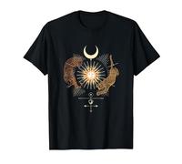 Mystical Sun Celestial Aesthetic Tiger and Leopard Esoteric T-Shirt, Men, Black, 3X-Large