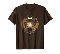 Mystical Sun Celestial Aesthetic Tiger and Leopard Esoteric T-Shirt, Men, Brown, Large