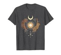 Mystical Sun Celestial Aesthetic Tiger and Leopard Esoteric T-Shirt, Men, Dark Heather Grey, Large