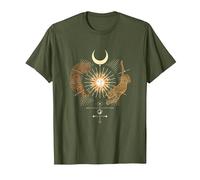 Mystical Sun Celestial Aesthetic Tiger and Leopard Esoteric T-Shirt, Men, Olive Green, XX-Large